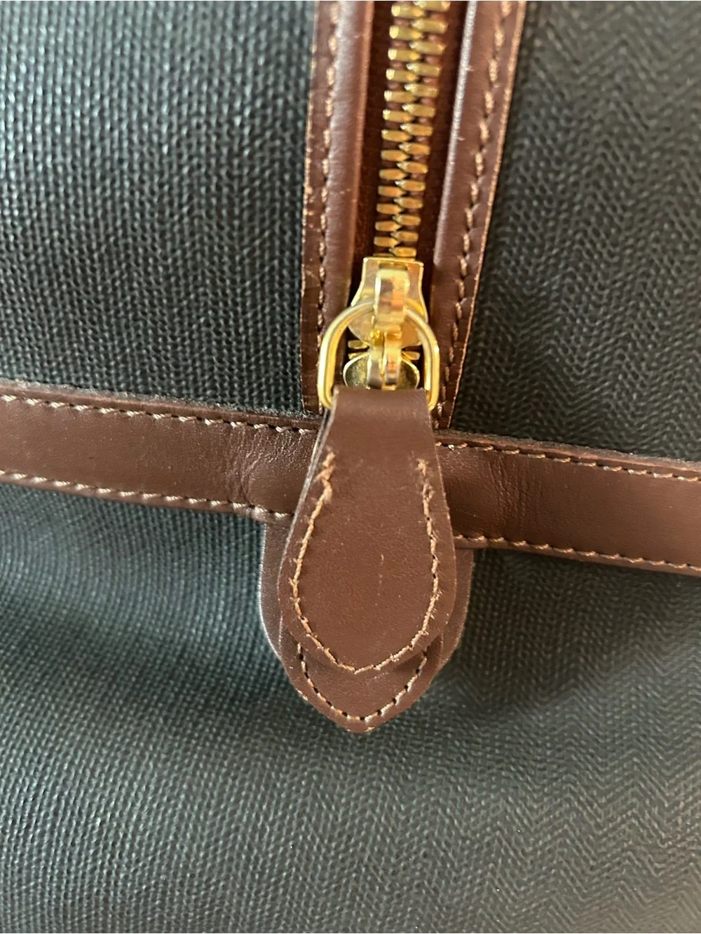 Dunhill Black Duffel with Brown Leather Trim and Gold Accents